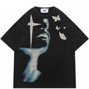 Butterfly Print Y2K Cotton T Shirts