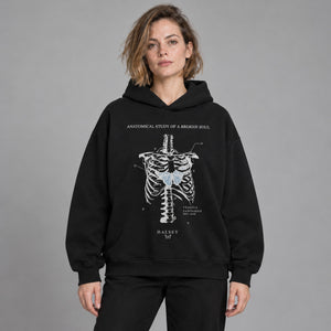 Butterfly Skeleton Graphic Y2K Hoodie – worn by a woman