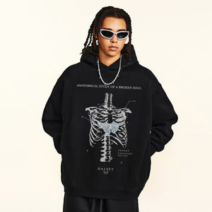 Butterfly Skeleton Graphic Y2K Hoodie