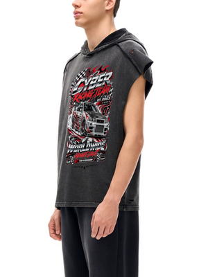 Racing Hooded Muscle Shirt Y2K