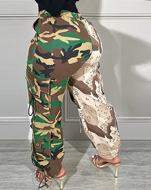 Camo Cargo Pants Drawstring