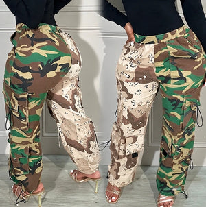 Camo Cargo Pants Drawstring