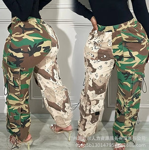 Camo Cargo Pants Drawstring