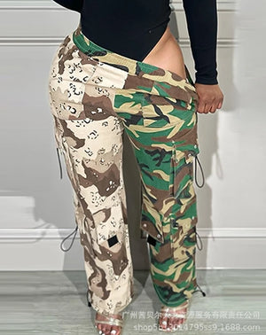 Camo Cargo Pants Drawstring