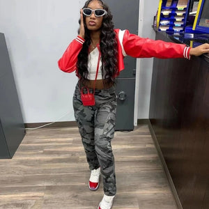 Camo cargo pants high waisted