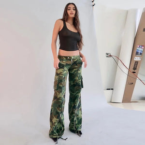 Camo Cargo Pants Low-waisted