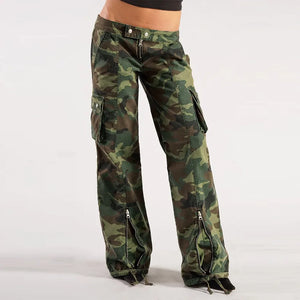 Camo Cargo Pants Low-waisted