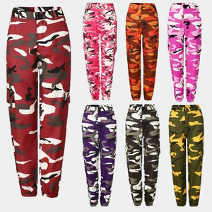 Camo cargo pants red