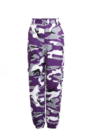 Camo cargo pants red