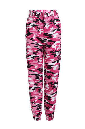 Camo cargo pants red