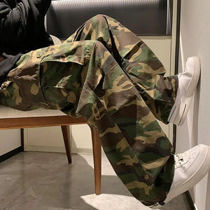 Camo cargo pants with drawstring