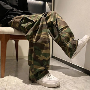 Camo cargo pants with drawstring