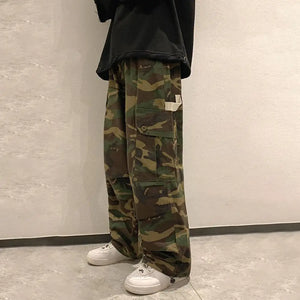 Camo cargo pants with drawstring