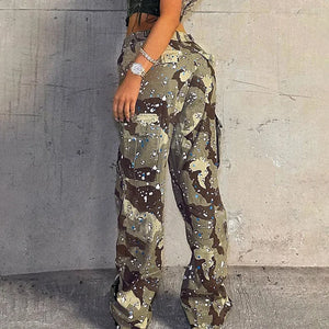 Camo cargo pants womens high waisted