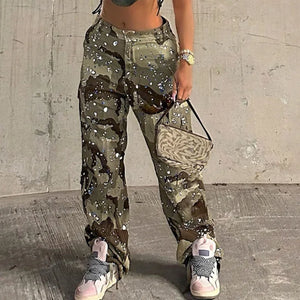 Camo cargo pants womens high waisted
