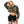 Camo Cropped Hoodie in camouflage, front view with one hand raised to the head and ripped black denim shorts
