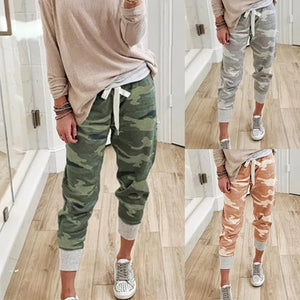 Camo print cargo pants women's