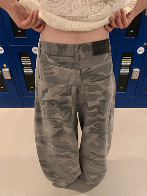 Camouflage Barrel Jeans Women's Y2K