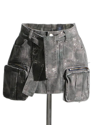 Camouflage Cargo Skirt - product view on white background