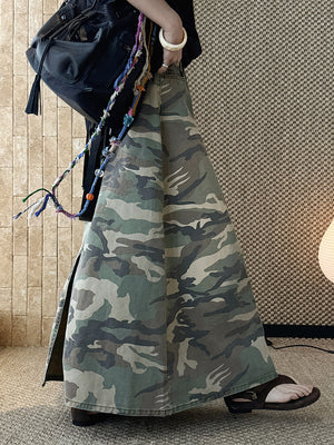 Camouflage Casual Y2K Long Skirt