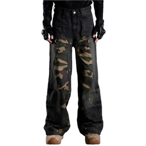 Camouflage Cyberpunk Jeans Washed