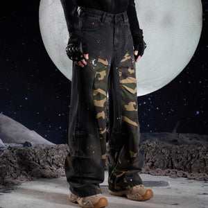 Camouflage Cyberpunk Jeans Washed