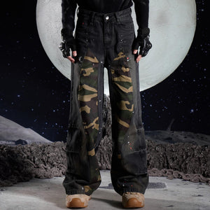 Camouflage Cyberpunk Jeans Washed