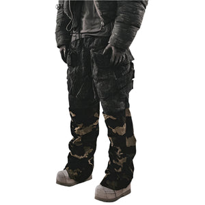Camouflage Cyberpunk Pants Patchwork Pockets