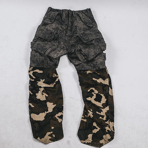 Camouflage Cyberpunk Pants Patchwork Pockets