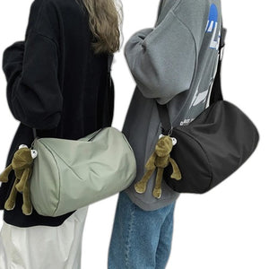Canvas messenger Crossbody Sling Bag - product view on white background