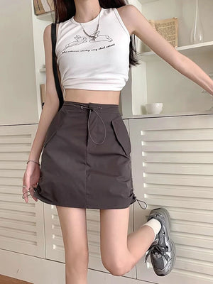 Cargo Drawstring Skirt