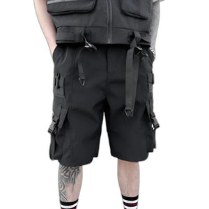Cargo Shorts Mens Black - product view on white background