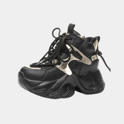 Bequeme Schwarze Plateau-Sneaker im Casual-Look