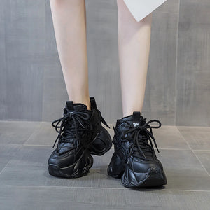 Casual Comfort Platform Black Sneakers