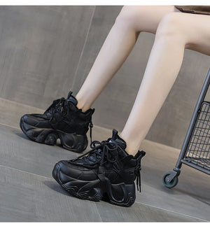 Casual Comfort Platform Black Sneakers