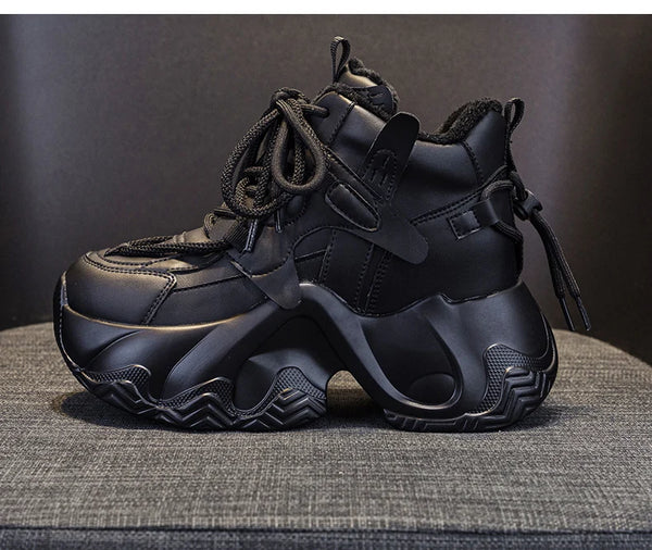 Casual Comfort Platform Black Sneakers