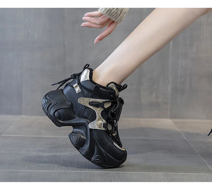 Casual Comfort Platform Black Sneakers