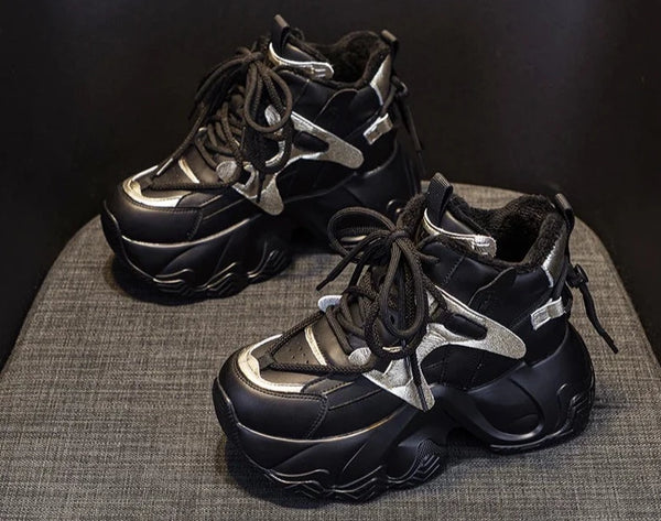 Casual Comfort Platform Black Sneakers