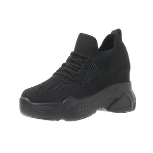 Casual Mesh Black Platform Sneakers