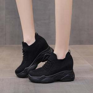 Casual Mesh Black Platform Sneakers
