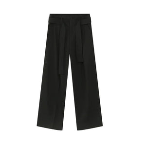 Pantalon noir à ruban de style décontracté