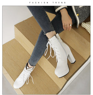 Casual White Platform Boots Women