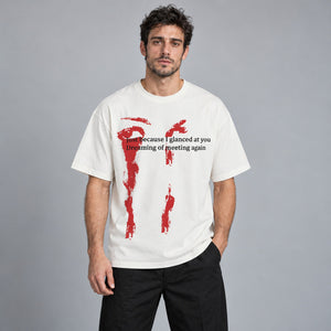 Casual White Y2K Graphic Tees – worn by a man