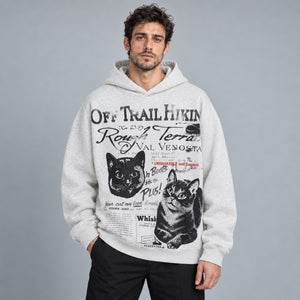 Cat Graffiti Y2k Hoodie – worn by a man