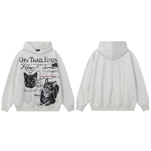 Cat Graffiti Y2k Hoodie