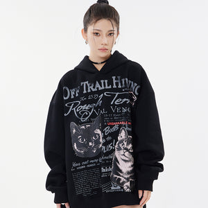 Cat Graffiti Y2k Hoodie