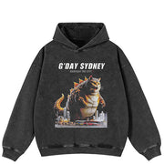 Cat Monster Graphic Hoodie Y2K
