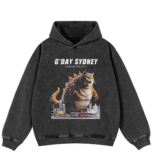 Cat Monster Graphic Hoodie Y2K