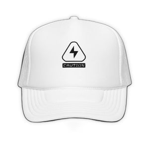Caution Trucker Hat - product view on white background