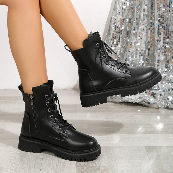 Cheap Black Lace Up Ankle Boots